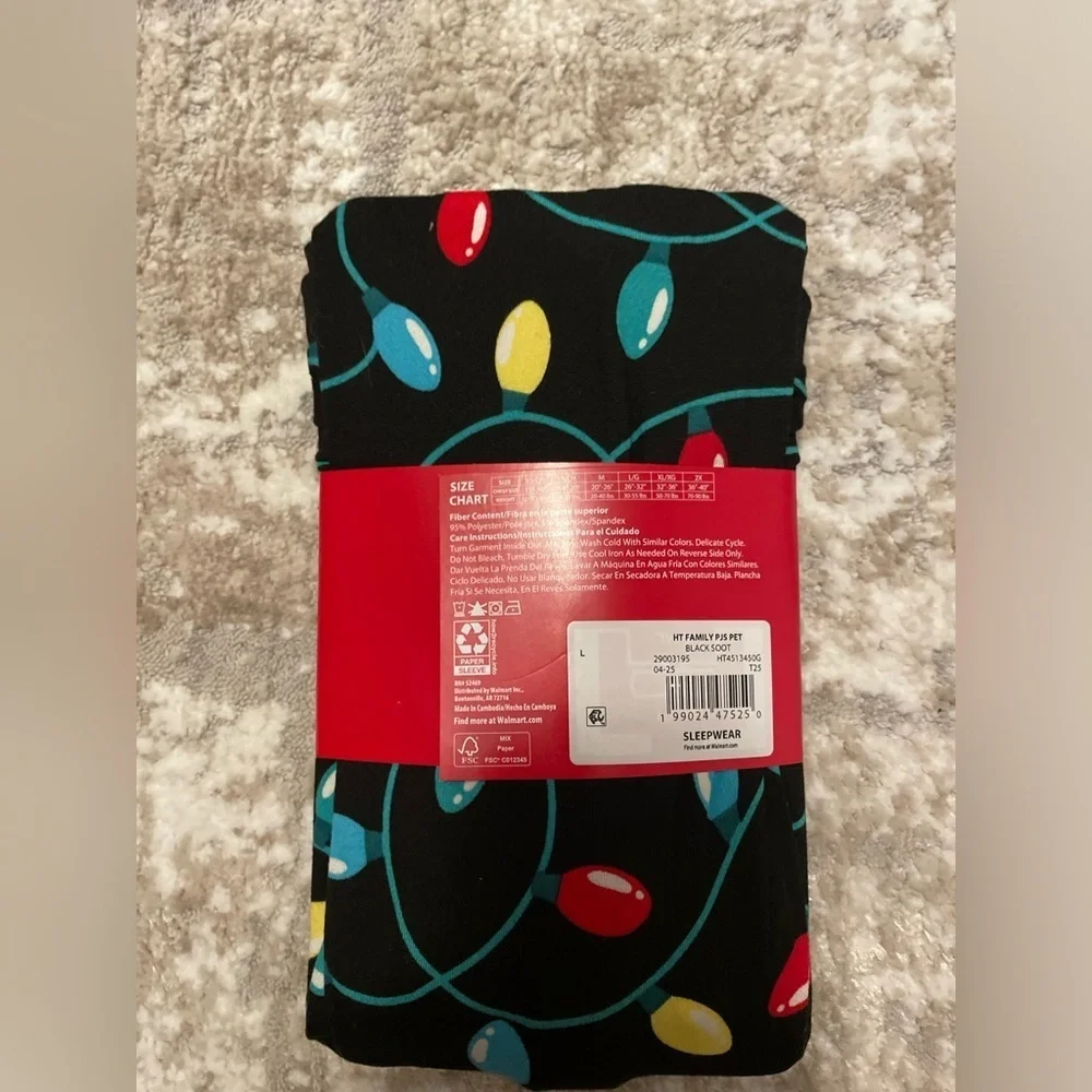 Holiday Time Pet Pajamas with Festive lights Pattern size L-NWT